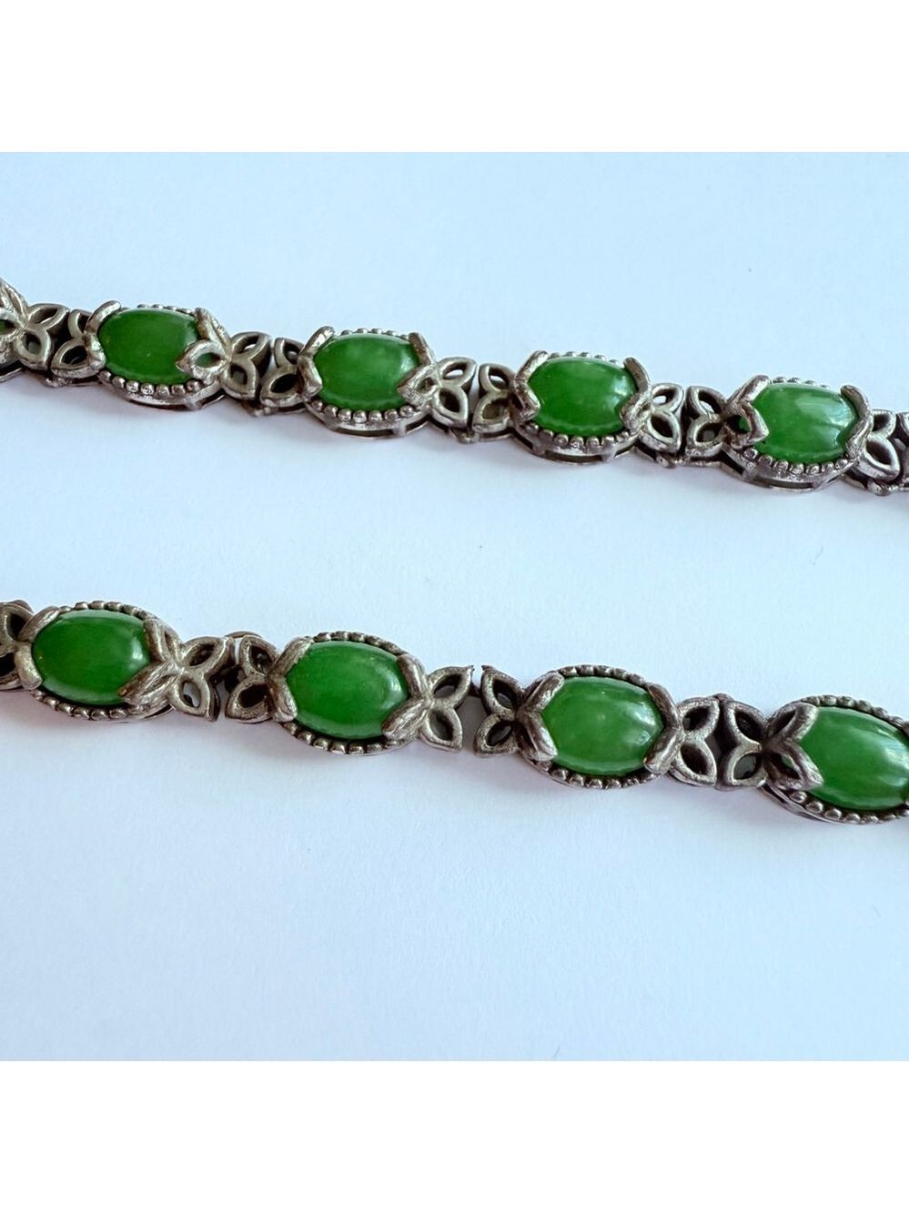 Vintage 19.7 TCW Jade Nephrite Sterling Silver 925 Adjustable Necklace 20.5" - Picture 3 of 6